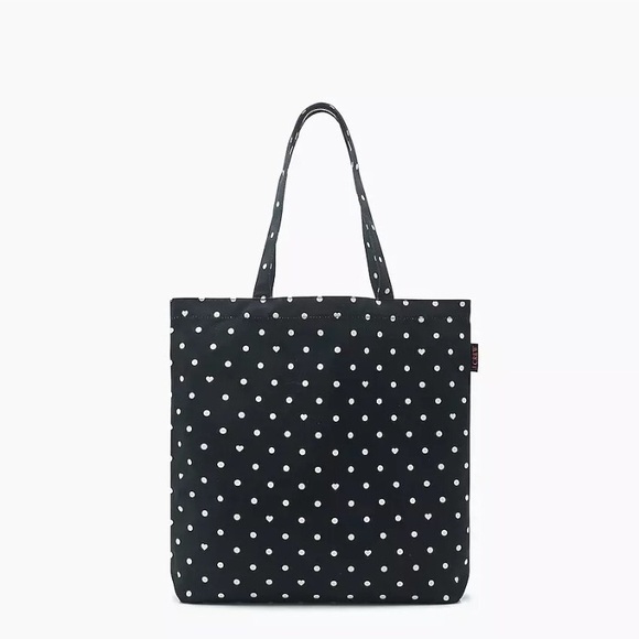 J. Crew Handbags - J Crew everyday polka dot navy ivory canvas tote